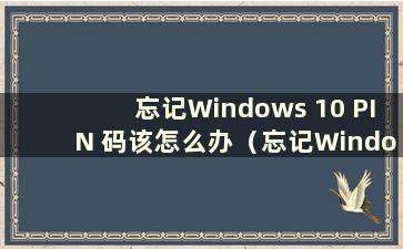 忘记Windows 10 PIN 码该怎么办（忘记Windows 10 PIN 密码如何找回）